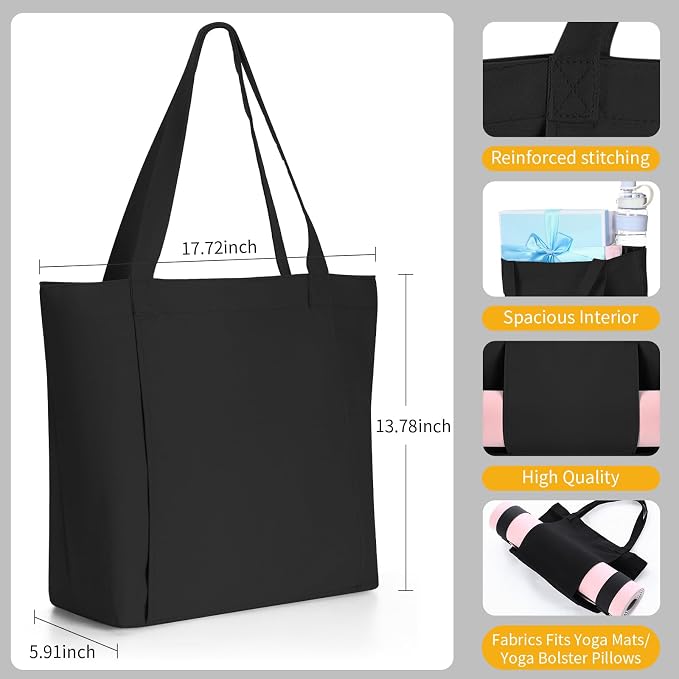 Halloscume Yoga Bag Set for Women Including Yoga Mat Tote Bag, Booty Resistance Bands, Non Slip Sports Socks Silicone Ties for Pilates Travel Workout Office Home Gym