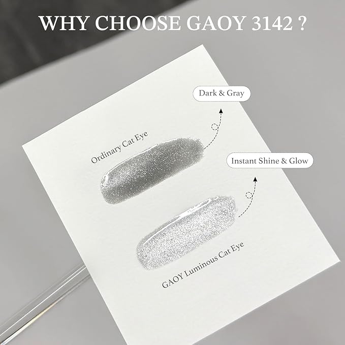 GAOY Jelly Silver Cat Eye Gel Nail Polish, 16ml Glitter Holographic Nail Polish with Magnet, Reflective Translucent UV Gel, 3142 Silver Dew