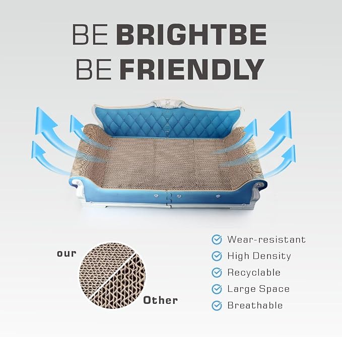 Extra Large Cat Scratcher Sofa Bed, Ergonomic Cardboard Couch | 27.5" Durable Cat Couch & Scratching Board, Reversible Lounge Furniture for Big Cats & Multi-Cat Households