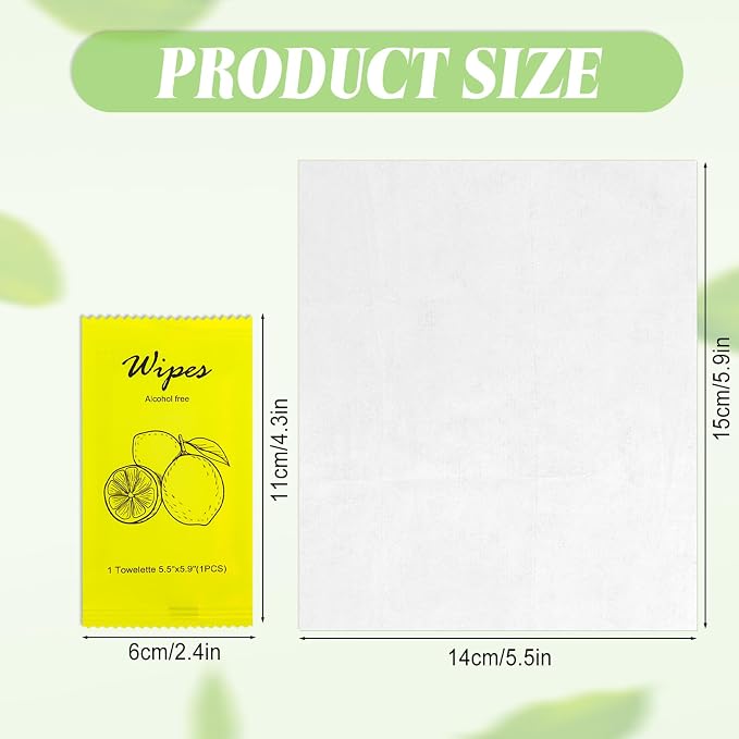 Individual Hand Wipes Wet Wipes Travel Size,Wet Wipes Individually Wrapped | 60PCS Bulk Cleansing Travel Size Wipes for Wedding Travel Restaurant Barbecue(Lemon)