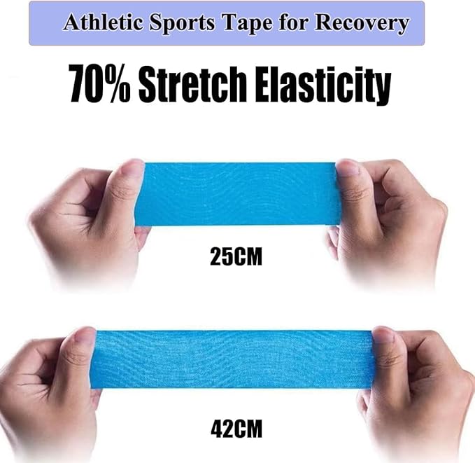 Kinesiology Tape Precut, Athletic Sports Tape Adhesive for Muscles Ankle Neck Knee Shoulder Promotes Recovery and Providing Support, Total 60 Precut Strips (Mix Color)