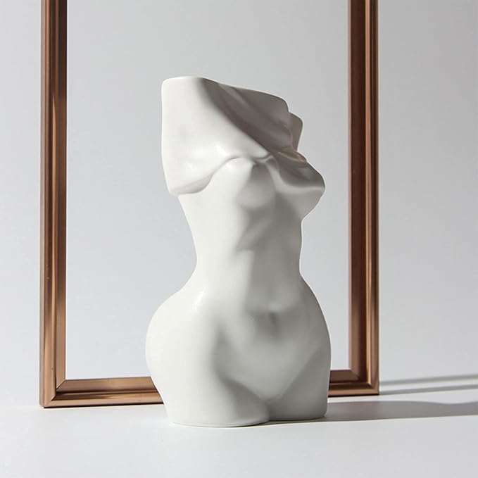 Body Vase Female Form,White Ceramic Vase Unique Undressing,Female Body Vase Modern Curve Art Body Flower Vase for Home Decor Table Decor 7.28x3.94x3.54inches(White)