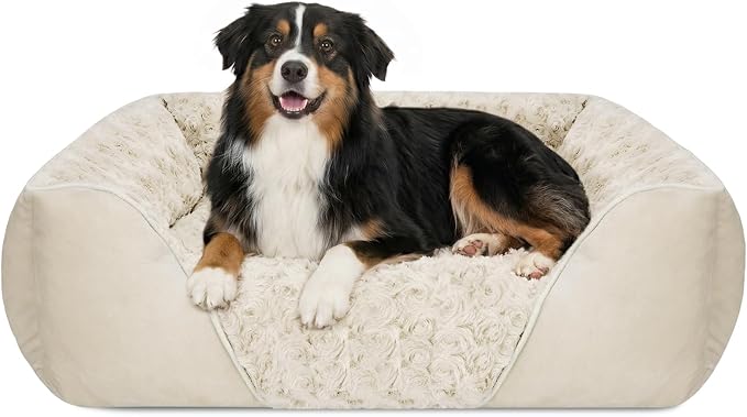 X-Large Dog Bed Rectangle Washable Orthopedic Soft Calming Sleeping Durable Pet Cuddler with Anti-Slip Bottom