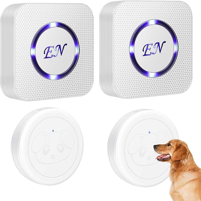 Dog Door Bell, Dog Door Bell for Potty Training, Dog Bells to Go Outside,Dog Door Bell for Dogs to Ring to Go Outside,Bells for Dog Training (2 Receiver 2 Transmitters, White)