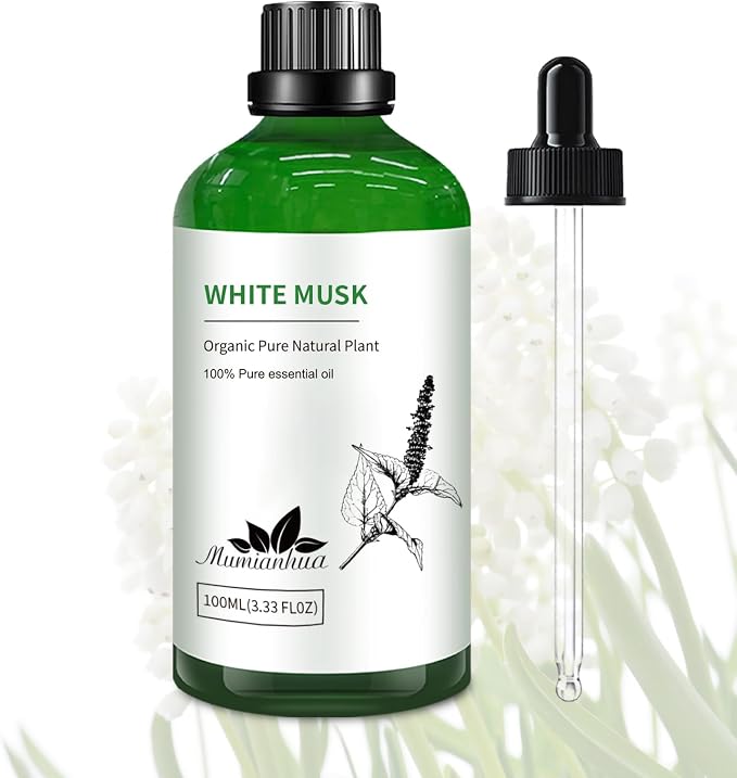 White Musk Fragrance Oil, Soft Scent, Diffuser & DIY, 3.38 Fl Oz | Mumianhua White Musk Oil., Musky Aroma. For Reed Diffuser, Perfume, Skin, Hair & Candle Making
