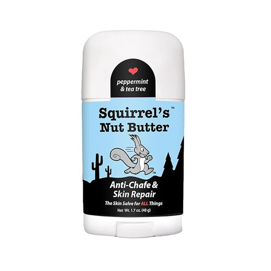 Squirrel's Nut Butter Anti Chafe Stick w/Peppermint & Tea Tree | All Natural Chafe Prevention & Skin Care for Athletes, Runners & Adventurers | Thighs, Arms, Pack Straps & More | 1.7 oz