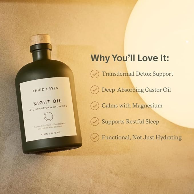 Castor Oil Body Oil – 100% Organic, Cold-Pressed, Hexane-Free with Magnesium & Frankincense for Skin Hydration & Evening Self-Care, Night Oil (14 fl oz)