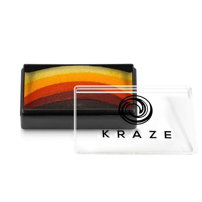 Kraze FX Dome Stroke - Autumn Leaf by Linnea (25 gm), Professional 1-Stroke Split Cake, Hypoallergenic, Non-Toxic, Water Activated Face & Body Painting Makeup Supplies for Kids Safe Adults