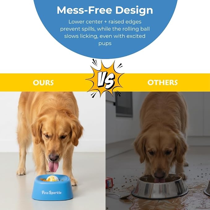 Slow Feeder Dog Bowls, Dog Licking Bowl with Ball, Interactive Puzzle Toy