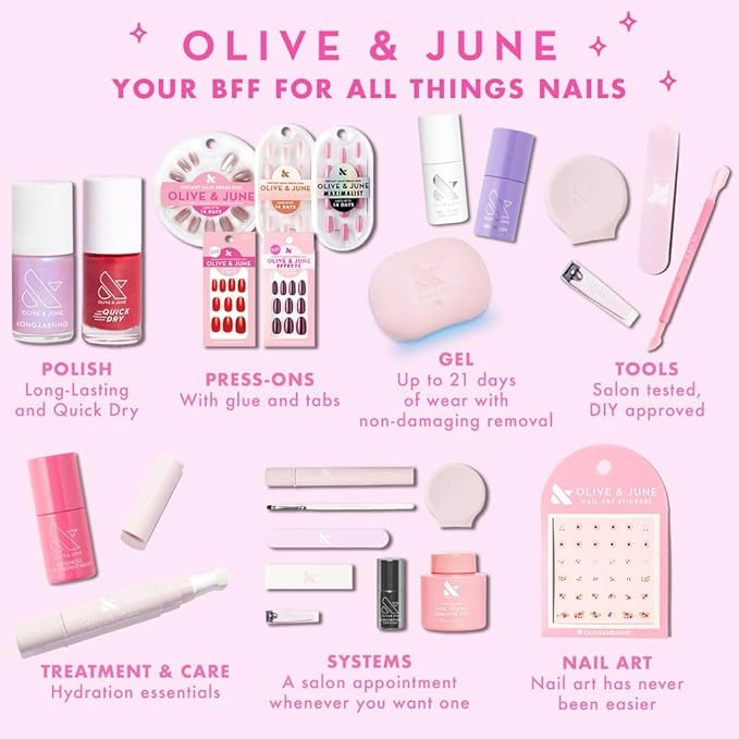 Olive & June Long Lasting Nail Polish | Spring Pastel Nails | Plump Gel-Like Finish No Lamp Needed | Lasts up to 10 days | Salon-Quality 15-Free Vegan & Cruelty-Free Chip-Resistant | Strawberry Scone