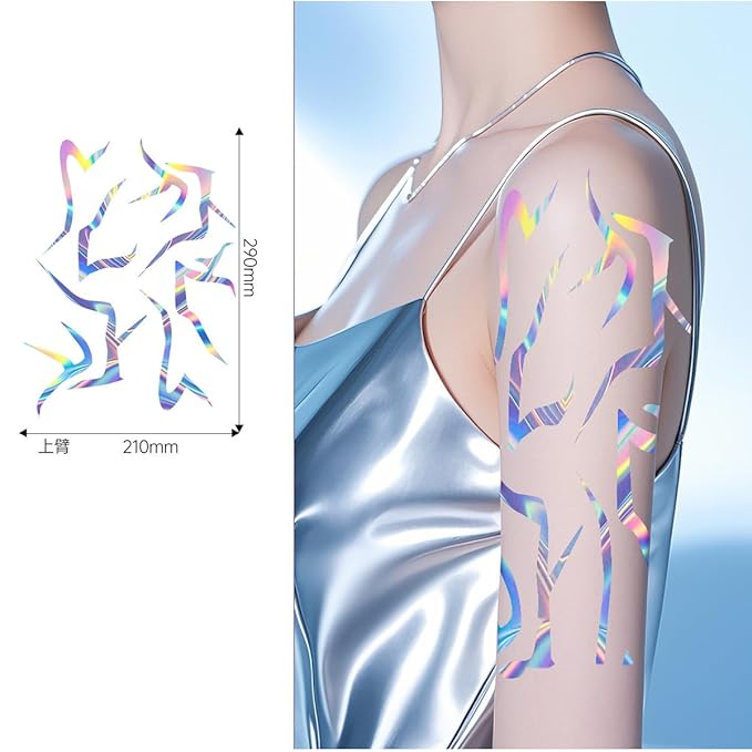 Temporary Tattoo Stickers – 8 PCS Colorful Movie Anime Kpop Theme Purple Tattoos Realistic Waterproof Body Art for Cosplay, Halloween, and Party Makeup(For Full Body)