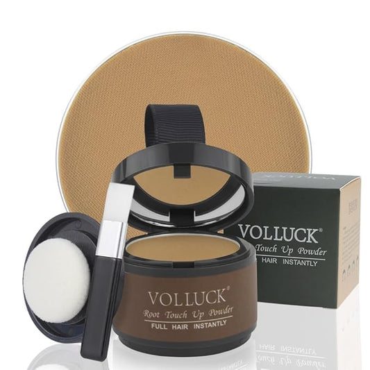 VOLLUCK Root Touch up Powder, Instant Hairline Powder for Thinning Areas and Gray Hair Coverage, Natural and Non-greasy Root Cover up for Women and Men (Dark Blonde, 0.14 Ounce)
