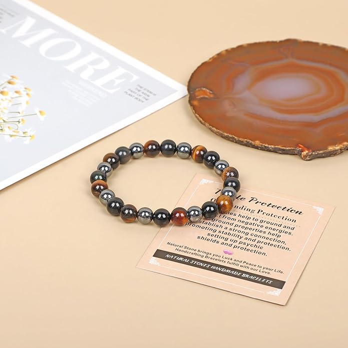 AD Beads Handmade Gemstone Stretch Elastic Bracelet Crystal Healing Reiki Nature's Beauty and Spiritual Essence Unisex