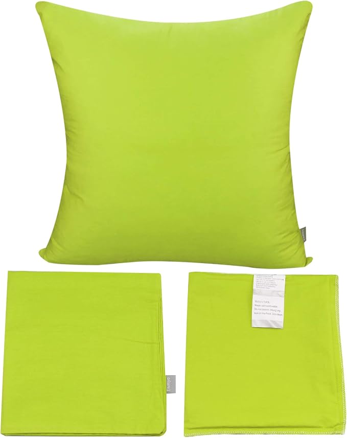 Thmyo 4-Pack 100% Cotton Comfortable Solid Decorative Throw Pillow Case, Square Cushion Cover Pillowcase Sublimation Blank Pillow Covers DIY Throw Pillowcase for Sofa(16x16 inch/ 40x40cm,Light Green)