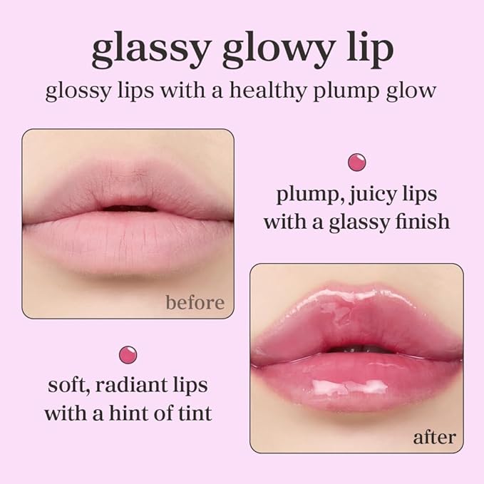 NOONI Korean Lip Oil Set - Appleberry & Applefig | Long-Lasting, Moisturizing, Plumping, Revitalizing for Dry Lips, Waterproof, No Peel Off, Stocking Stuffers, 0.12 FL Oz x 2ea