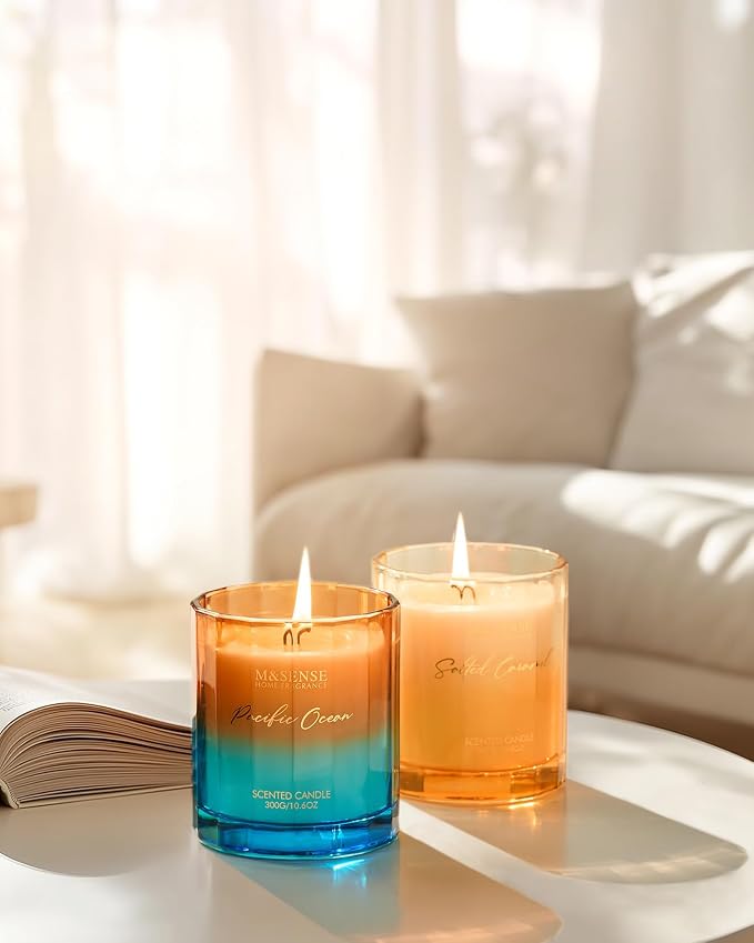 M&SENSE Citronella Mint Soy Candle, 10.6oz Indoor & Outdoor Fresh Scent | Natural Soy Wax, 60-Hour Long Lasting Burn Time, Non Toxic Relaxing Candle for Summer, Stress Relief for Family Friends