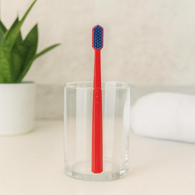 Ved ProCura Ultra Soft Toothbrush – Gentle Manual Toothbrush for Adults with 5,460 Super Soft Bristles for Sensitive Teeth and Gums (RED)