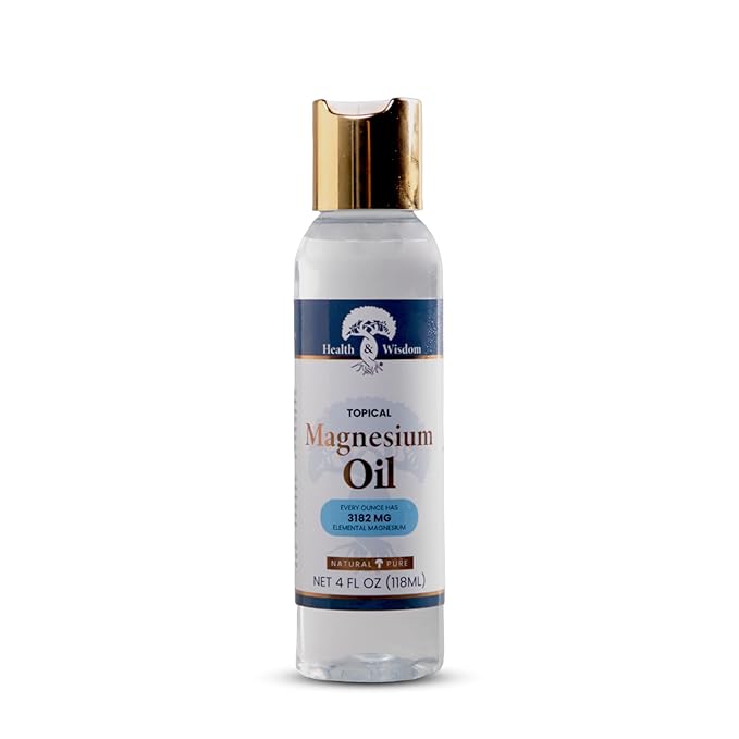 Health & Wisdom Pure Magnesium Oil - Topical Muscle & Joint Relief- Natural and Pure Skin Moisturizer - Enhanced Absorption - 4 fl oz