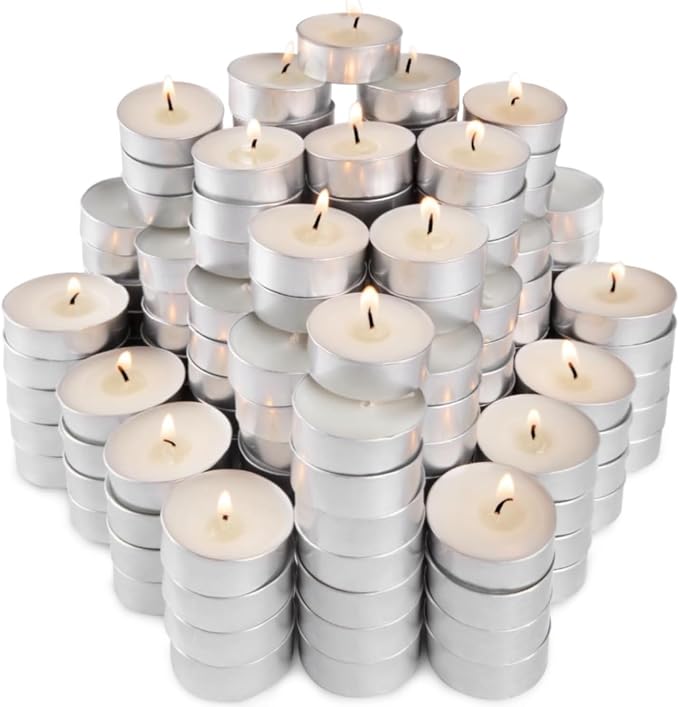 Unscented Tealight Candles, 200 Pack Bulk Tea Lights, 4 Hours Long Burning, Smokeless White Votive Candles for Home Décor, Wedding, Party, Spa, Emergency, Holiday & Everyday Use | Mini Candles Bulk