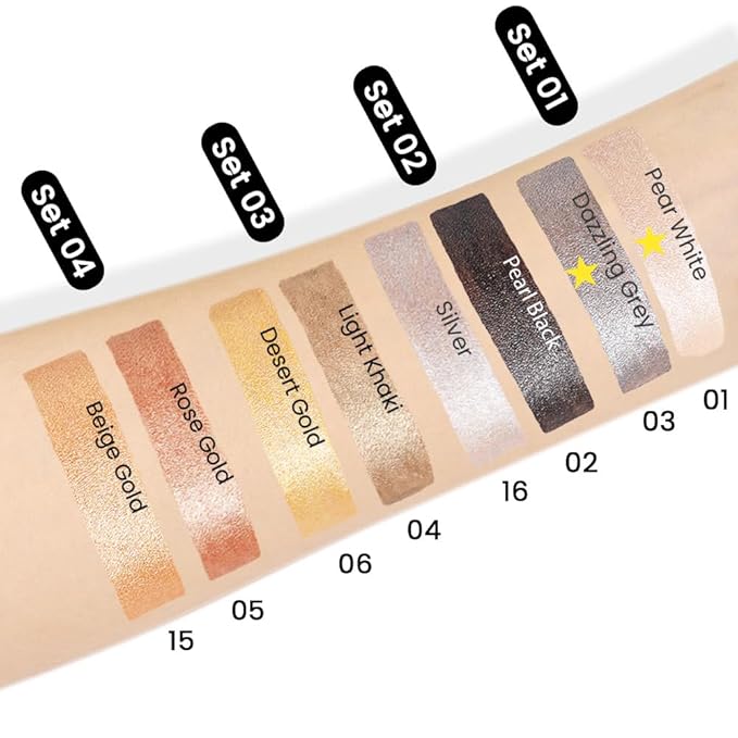 Kaely 2Pcs Cream Eyeshadow Stick Set for Eyes,Pearl White & Pearl Black Shimmer Pen,Eye Brightener Halloween Makeup,sombras para ojos,Smooth Eye Shadow Highlighter Crayon Pencil Waterproof,01+03