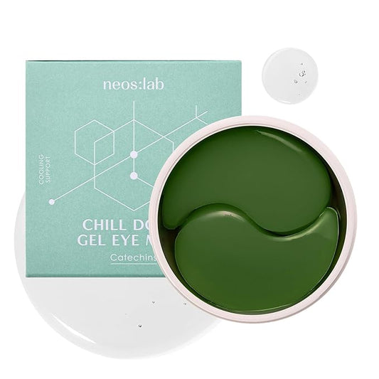 Chill Down Gel Eye Mask 60ea (30pairs) - Cooling Hydrogel Eye Patch with Catechins, Arnica Flower, Vitamins, Caffeine for Relieving Tired Eye Area, Brightening, Reducing Eye Bags, Puffy Eye