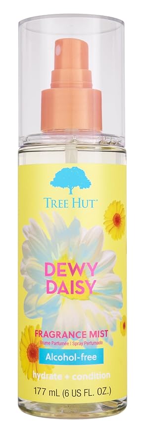 Tree Hut Dewy Daisy Hair & Body Mist, Hydrating & Alcohol-Free Body Spray, Fragrance with Velvety Florals & Fresh Green Notes, Alcohol-Free Formula, Versatile Body Spray, 6 Fl Oz.