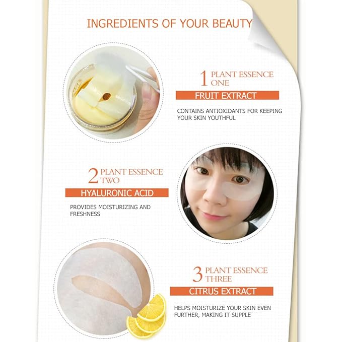 BIOAQUA 60PCS Eye Mask Lemon Essence Fruit Extract Moisturizing Lift Firming Anti-Aging Anti-Puffiness Dark Circles Skin Care 120ml