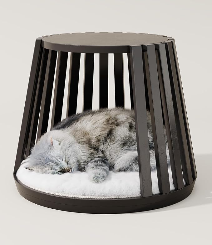 Cat Beds for Indoor Cats, Kitten Bedside Bed, Multifunctional Cat House, Can be Used as a Bedside Table, End Table or Side Table, Modern Wooden Cats Cave Bed for Medium to Large Pets
