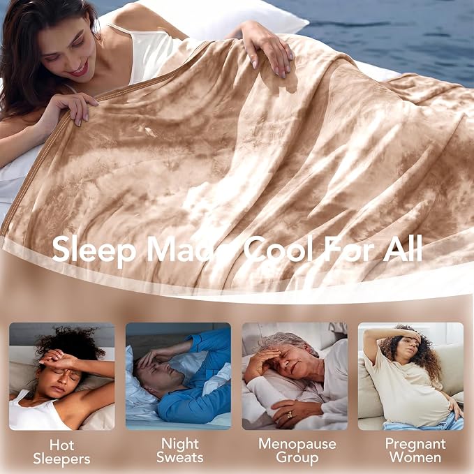 Cooling Blanket Throw 50"x70" for Hot Sleepers | Cold Summer Soft Blanket for Bed Couch and Travel Absorbs Heat Q-Max>0.35 Cool Lightweight Throw for Night Sweats Menopause