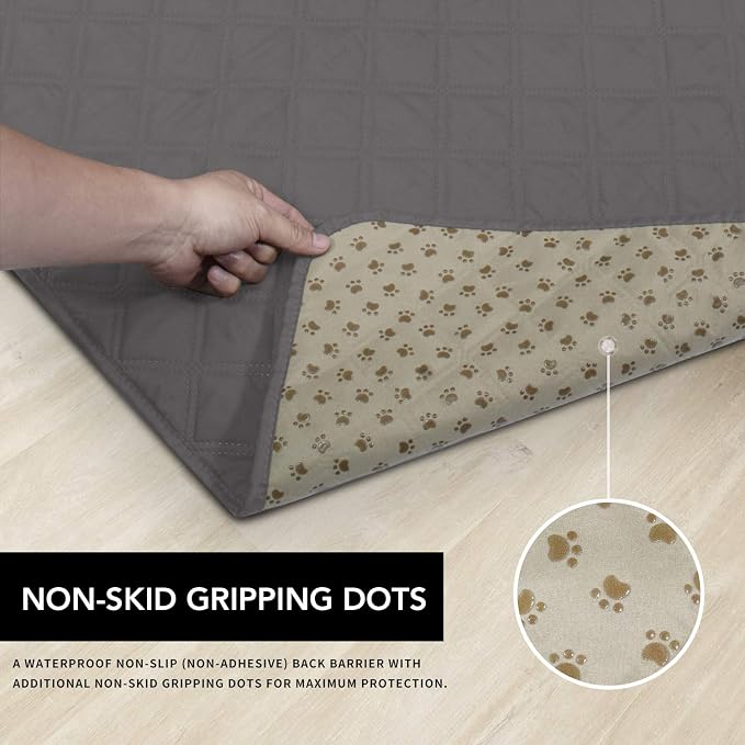 Easy-Going 100% Waterproof Dog Bed Cover Washable Couch Cover Non-Slip Sofa Cover Furniture Protector Cover Reusable Incontinence Bed Underpads for Pets Kids Children Dog Cat(52x82 in,Gray) | Leakproof Couch Cover, Machine Washable Furniture Mattress P...