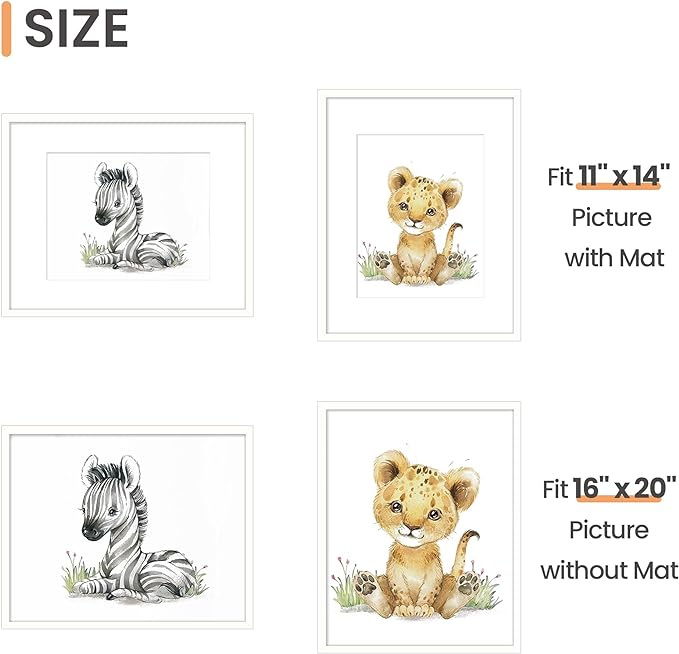 upsimples 16x20 Picture Frame, Gallery Wall Frames Set of 5, White | Poster Frame Collage Wall Decor, 11x14 Picture Frame with Mat for Family, Baby, Hallway, Christmas