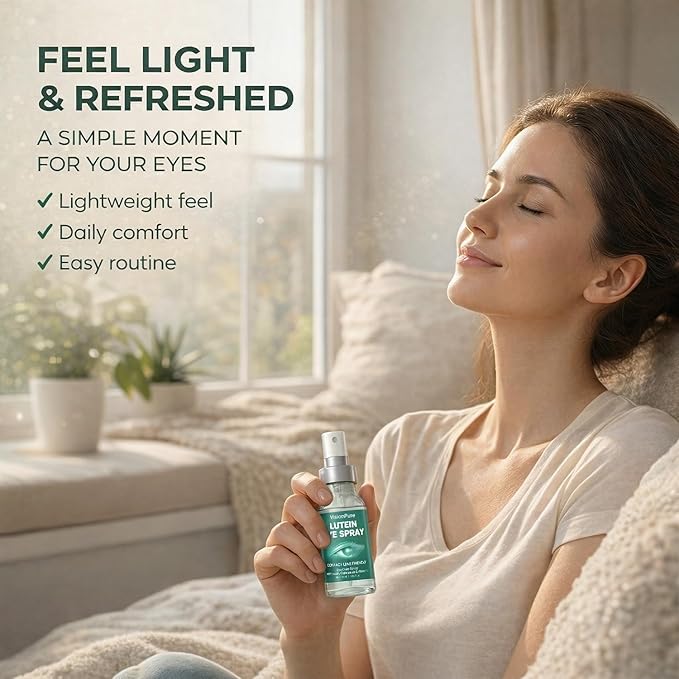 VisionPure Lutein Eye Spray – Gentle Eyelid Cleanser | Eye Formula with Calendula, Lutein, Vitamin E, 10 mL