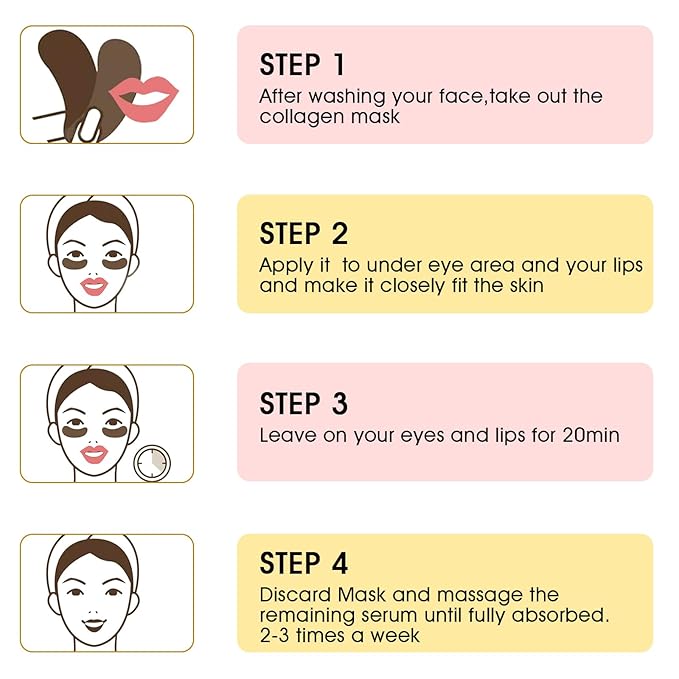 Adofect 40 PCS Under Eye Patches and Pink Lip Mask 24K Gold Eye Mask for Puffy Eyes Collagen Lip Masks and Crystal Eye Mask Reducing Fine Lines for Women and Men