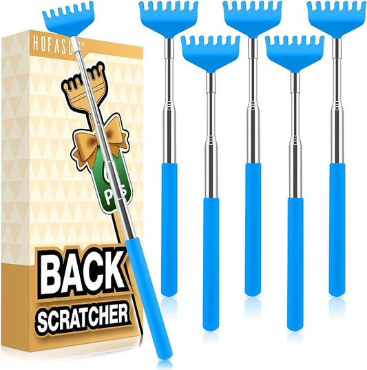 HOFASON 6 Pack Back Scratcher, Stocking Stuffers for Men Adults Women Teens, Christmas Small Bulk Gifts for Men Women Teens, White Elephant Gag Birthday Gifts, Party Favors Prizes for Adults (Blue)