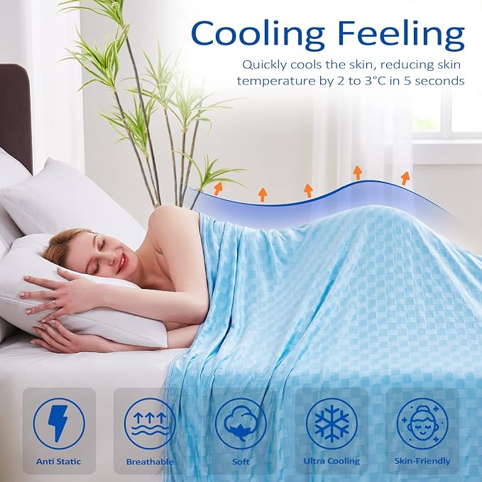 Cooling Blanket, Summer Cooling Blankets for Hot Sleepers, Arc-Chill Q-Max>0.5 Cool Fiber, Oeko-TEX 100% Certified, Soft, Breathable, Double-Side Bed Throw,Keep Cool for Adults Kids 90"x108"