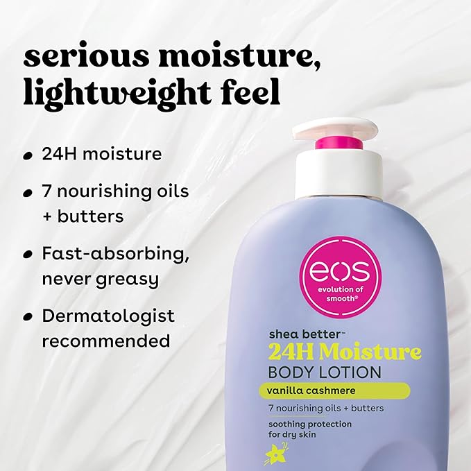 Bundle of eos Shea Better Body Lotion + Body Oil, Vanilla Cashmere, 24-Hour Moisture Skin Care, Lightweight & Non-Greasy, Natural Shea, Vegan