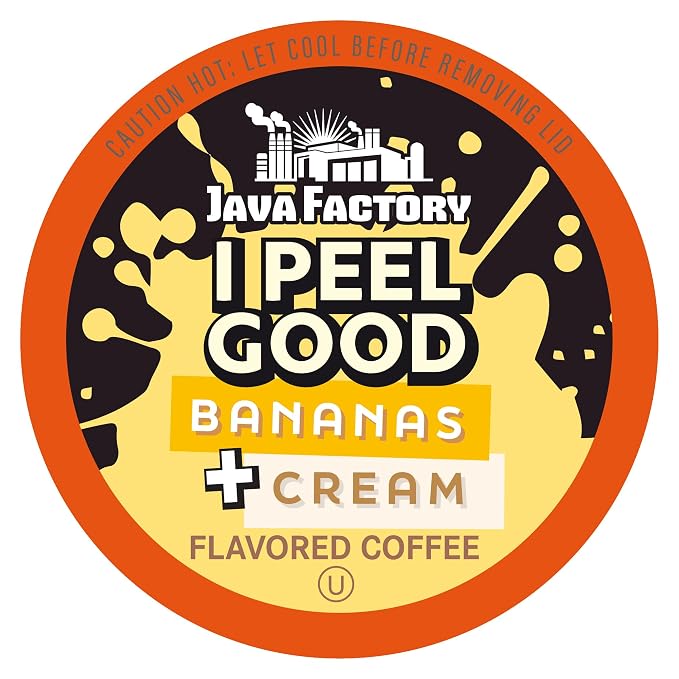 Java Factory Flavored Coffee Pods, I Peel Good Banana Cream, Compatible with K Cup Brewers, 80 Count