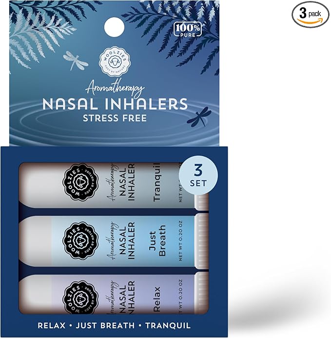 Aromatherapy Nasal Inhaler Sticks Collection - All-Natural Wellness Kit | Made with Undiluted Essential Oil Blends for Overall Well-Being (3 Pack, Stress Free)