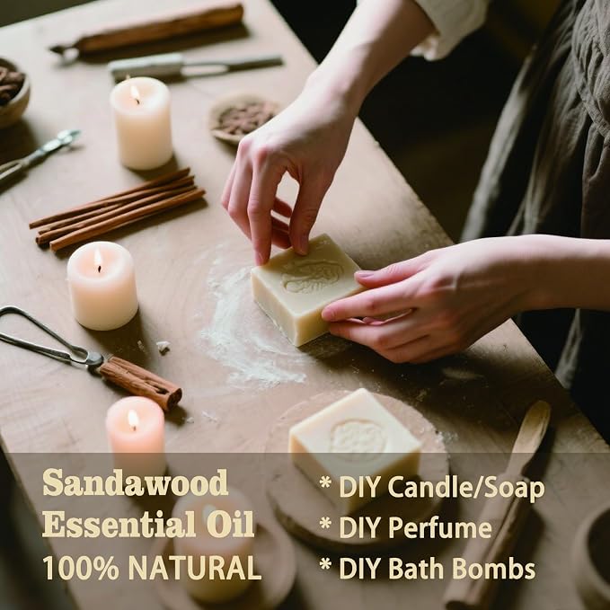 Sandalwood Essential Oil-8.33 fl oz for Diffuser, Massage, Skin Care, DIY Soap, Candle, Meditation, Yoga, Relaxation, Gift Ready