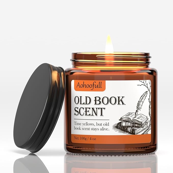 Scented Candles Gifts for Book Lovers, Soy Wax Candles,Fall Candle Inspired Gift Ideas for Readers,Women, Bookworm, Librarian, Men, Friend, 4 oz