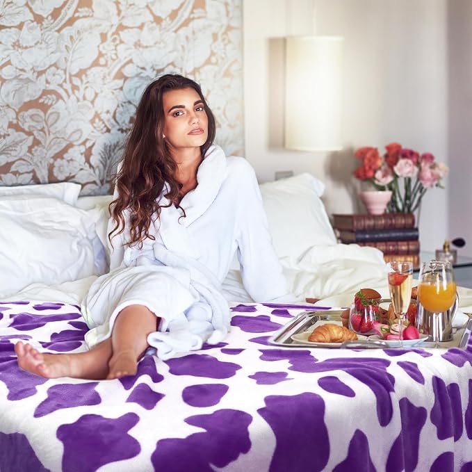 HSEEC Warm Blanket Purple Throw Blankets Fleece Blanket Soft for Bed