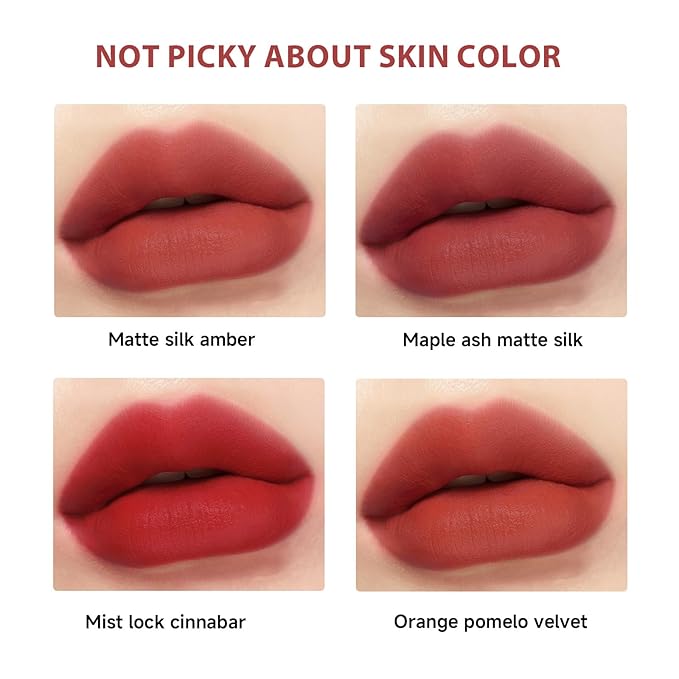 Matte Lip Gloss for Women Girl, Smooth Texture Lip Tint Non-stick Lip Stain Oil (Fog Locks Cinnabar)