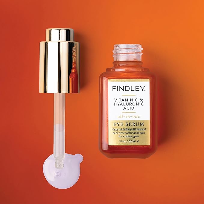 Findley Vitamin C & Hyaluronic Acid All-in-One Eye Serum | Minimizes Puffiness & Dark Circles | Radiant Glow (1 Fl Oz)