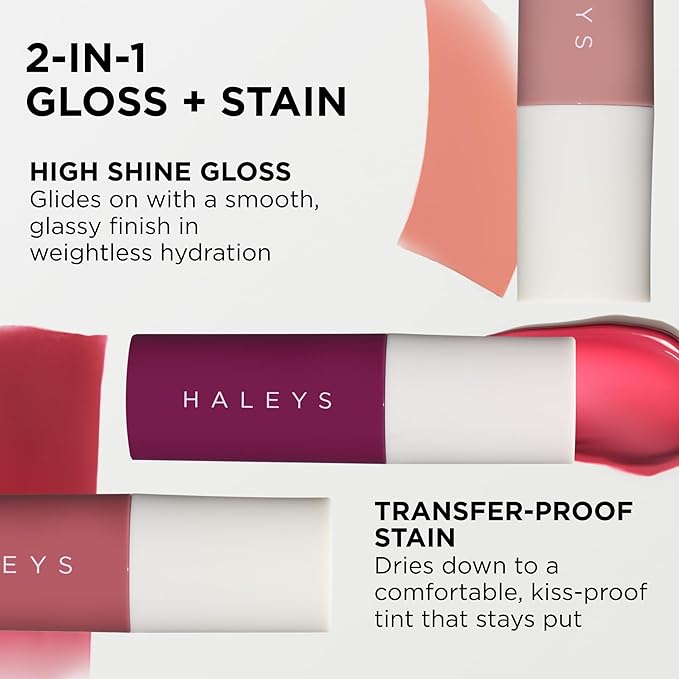 HALEYS Re-dew Lip Gloss to Stain - Hydrating Kiss-Proof Formula with Vegan Squalane & Vitamin E - Lightweight Transfer-Proof Hybrid for Soft Color, Cushiony Moisture & All-Day Wear (Flirt)