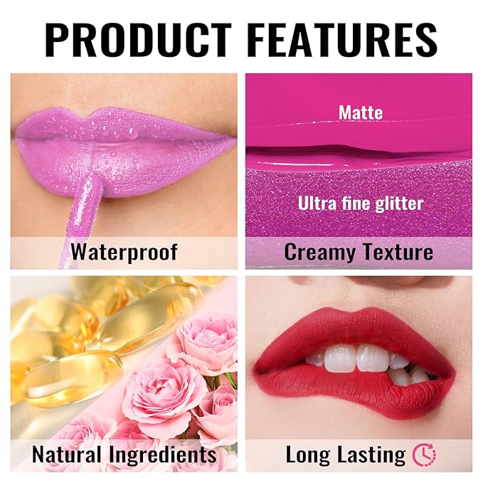 Oulac Black Lipstick for Women, Makeup Matte Liquid Lipsticks, Highly Pigmented Color Lip Stain with Creamy Formula, Long Lasting, Waterproof, Vitamin E, Vegan, Cruelty-Free, M23