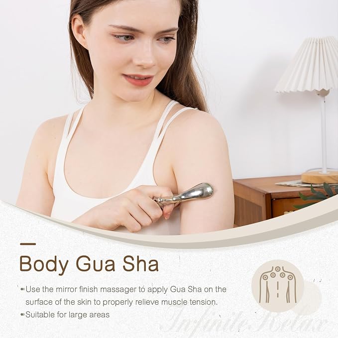 Metal Trigger Point Massage Tool for Deep Tissue Massage & Acupressure Body Gua Sha Tool, Muscle Scraper Massager, Thumb Saver Tool, Fascia Blaster for TMJ Relief