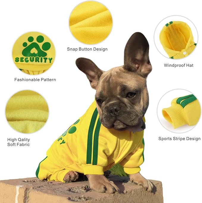 Dog Hoodie Security Clothes 4 Legs Jumpsuit Sweatshirt Hoodies Soft & Warm Dog Outfit Pullover Dog Winter Clothes Sweater for Small Medium Large Dogs Cats (Yellow, XX-Large)