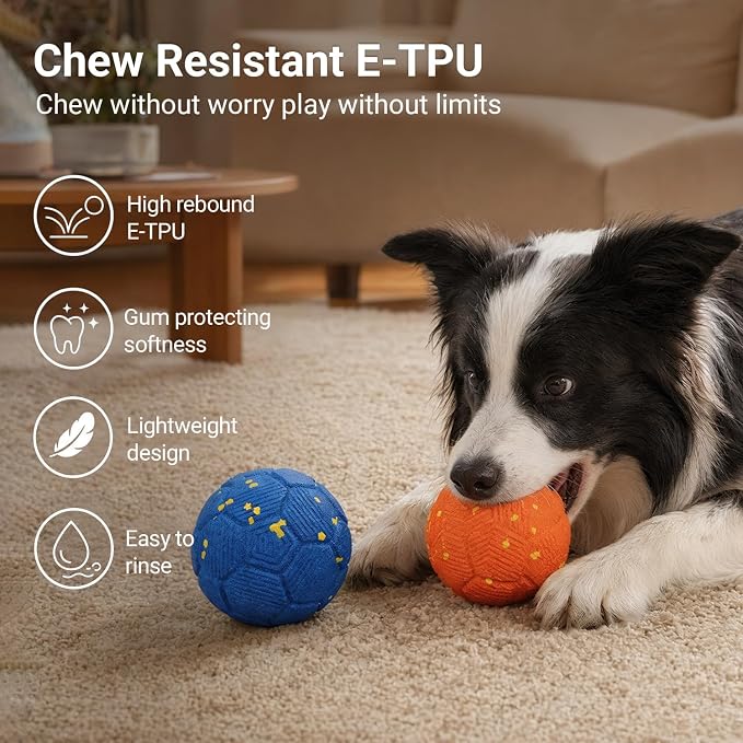 2-Pack Interactive Dog Balls, Automatic Moving, Bouncing, and Rotating Pet Balls with E-TPU Material, Smart Moving Toy with 3 Interactive Modes, Durable E-TPU Construction, IP65 Protection