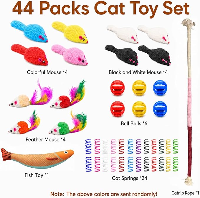 Cat Toys for Indoor Cats, 44 Pack Interactive Cat Toy Set for Kitten