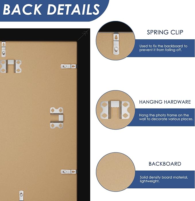 11x17 Picture Frame Set of 6, Wall Mounting Display, Black | Display 8x12 with Mat or 11x17 Without Mat, Horizontal or Vertical, Gallery Wall Frame Set for Wedding & Room & Home Decor
